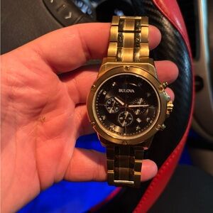 Bulova Gold Watch with Black Dial